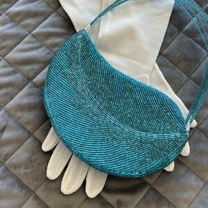 Beaded Torquoise Leaf Bag